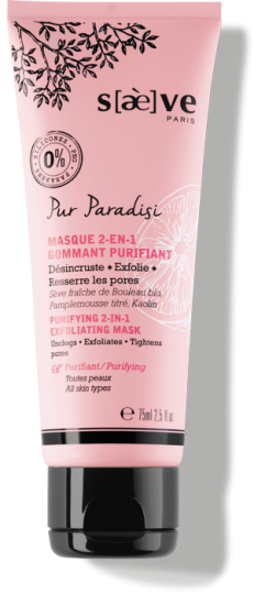 Masque 2-en-1 Gommant Purifiant Pur Paradisi - Soins Naturels Visage - Saève Paris
